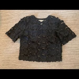 H&M sheer flower embroidered top